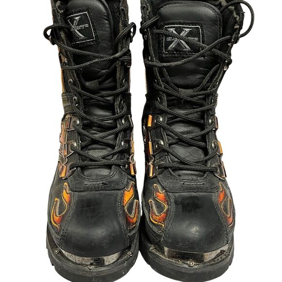 Xelement Moto Boots Women Size 6.5 Black With Flames Leather Chunky Insulated - Picture 11 of 15